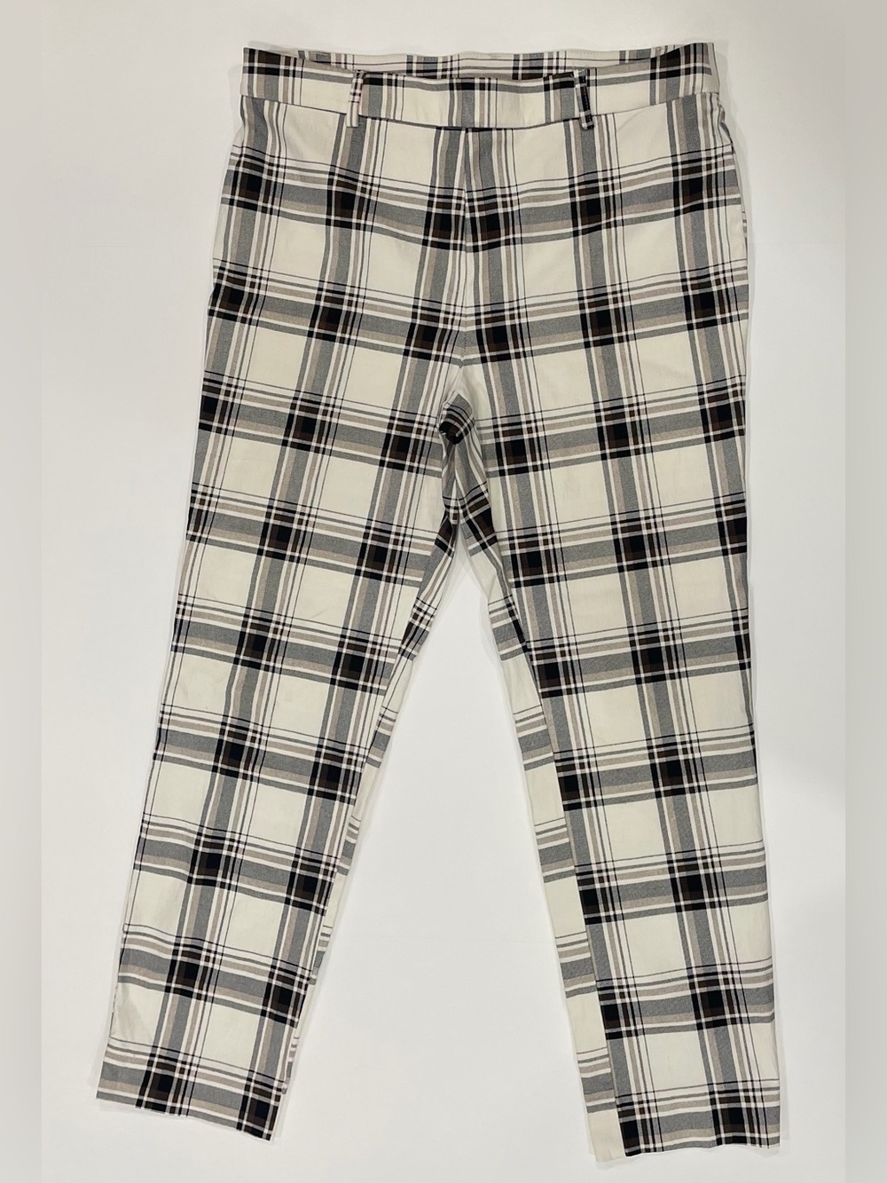 Jules & Leopold Cream, Black and Brown Plaid Pants - Size L